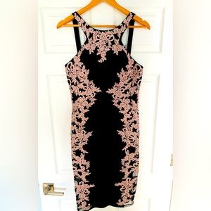 Xscape US 12 Black midi dress with lace detail